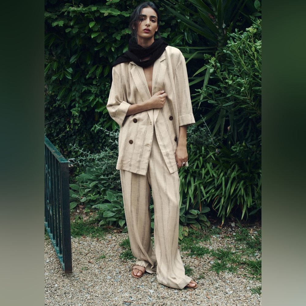 STRIPED LINEN BLEND SET